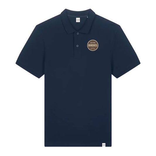 Cooles Golf-Shirt "Go For Birdies" Patch in Premium Bio-Baumwolle