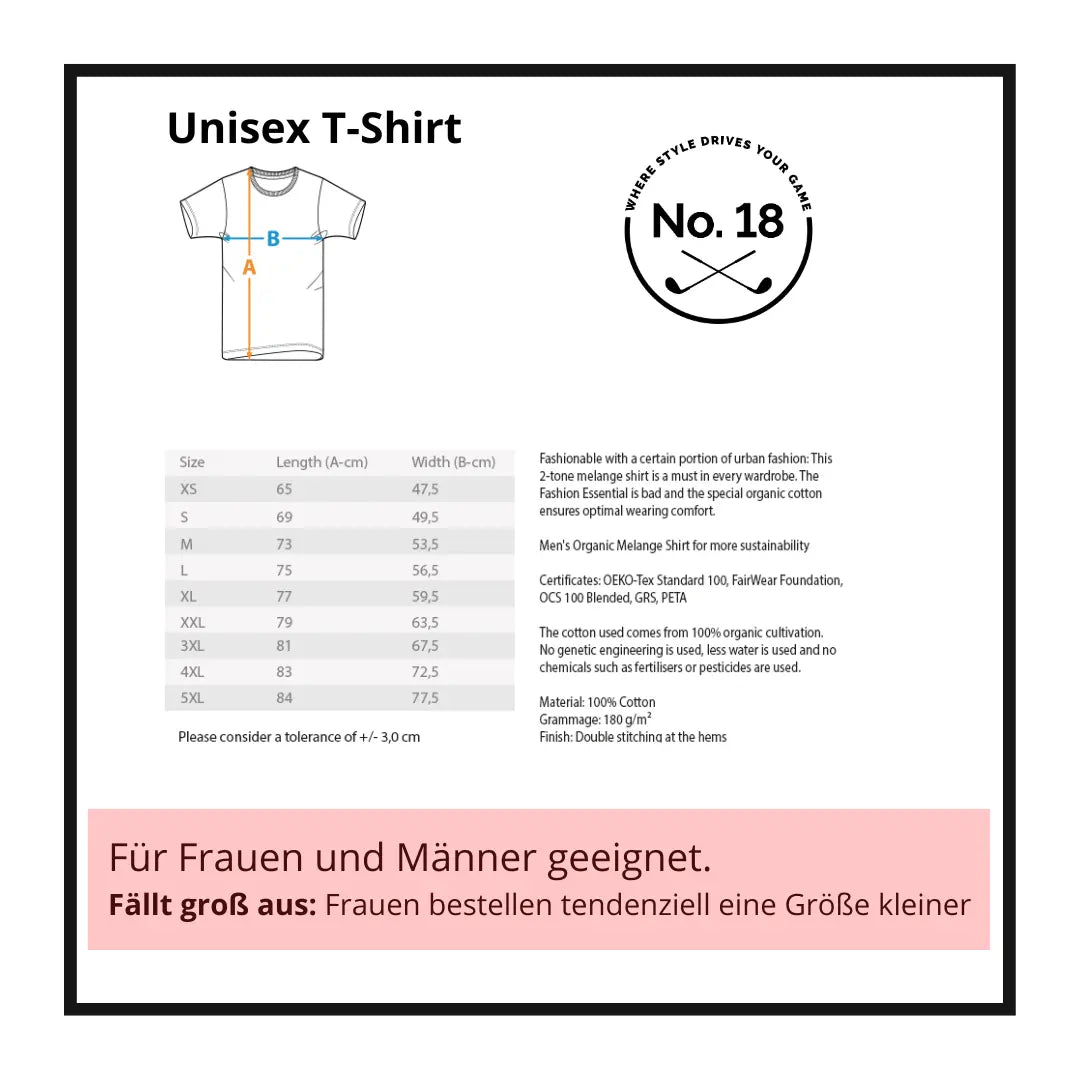 Größtentabelle für lustiges Golf-Shirt Golf Vibes Only