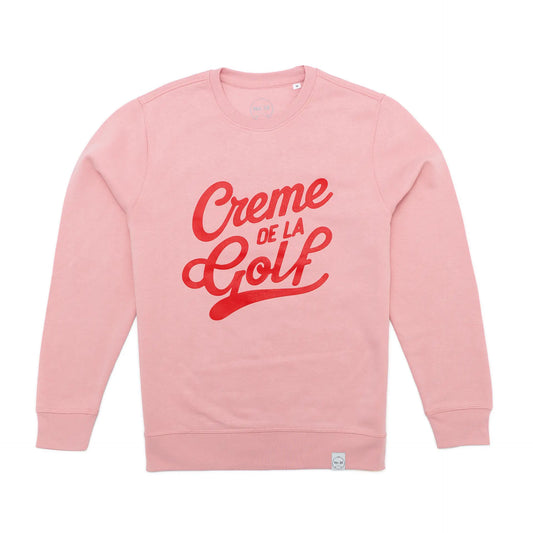 Stylischer Golf-Damen Pullover mit "Creme de la Golf" lustigem Spruch rosa 